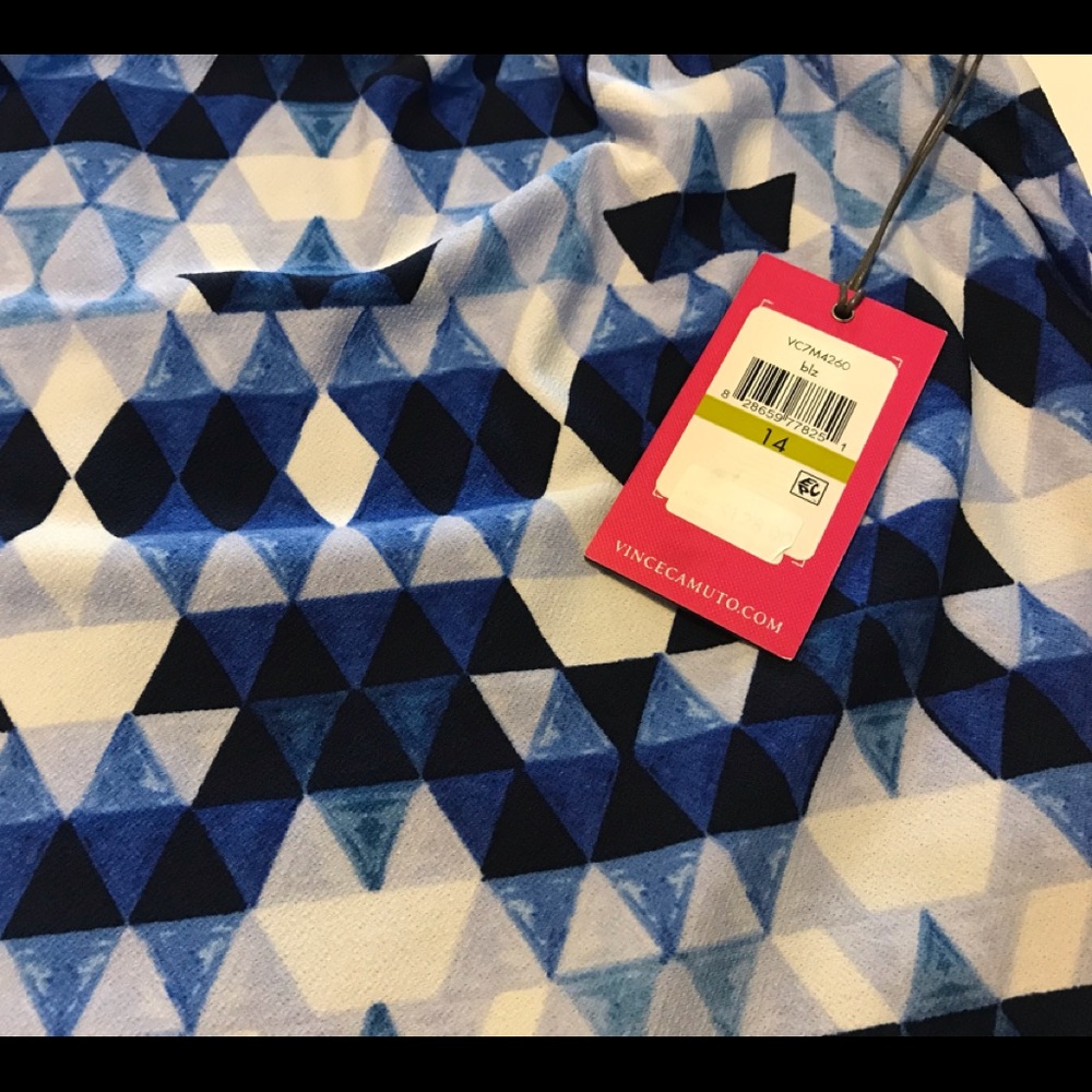 VINCE CAMUTO - HALTER SHIFT DRESS  BLUE MULTI  - SIZE 14 NWT - Picture 2 of 15